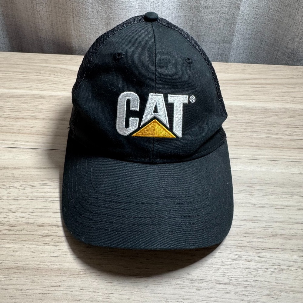 Caterpillar Trucker Hat Mens OSFA Black Embroidered CAT Logo Snapback Cap